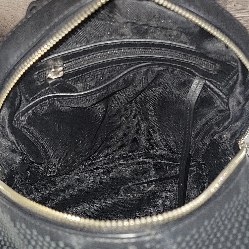Michael Kors Black Perforated Leather Mini Backpack Bag
